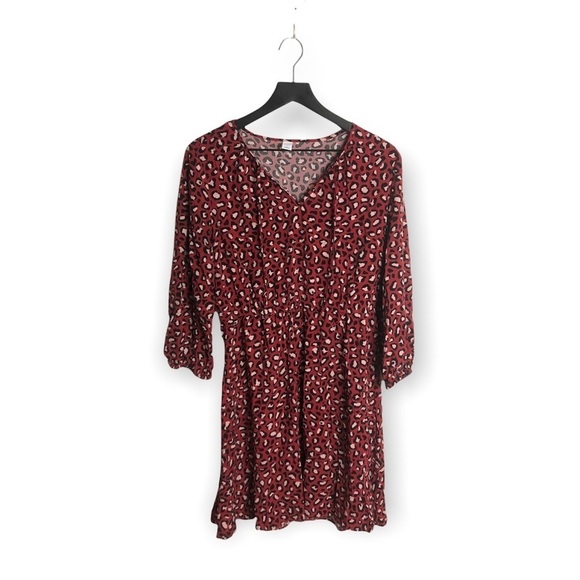 Old Navy Womens Tie Neck Dress large Red Leopard Print - Picture 3 of 3